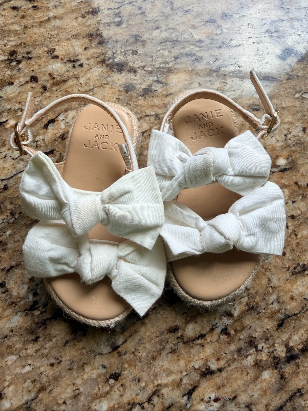 Janie and Jack Ivory Bow Espadrille Sandals